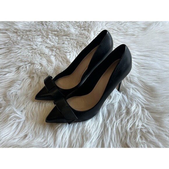 Ted Baker Women’s Size 37 Black Leather Bow High Heels Pumps Career - Picture 15 of 15